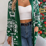 VigoCasey 2025 Autumn Print Christmas Sweater Cardigan Winter Women Casual Cardigan Lady Loose Long Sleeve Knitted Coat Outwears 6