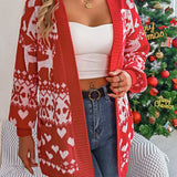 VigoCasey 2025 Autumn Print Christmas Sweater Cardigan Winter Women Casual Cardigan Lady Loose Long Sleeve Knitted Coat Outwears 7