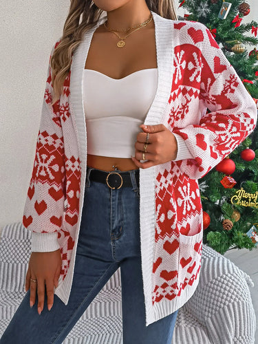 VigoCasey 2025 Autumn Print Christmas Sweater Cardigan Winter Women Casual Cardigan Lady Loose Long Sleeve Knitted Coat Outwears 8