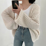 Vintage Harajuku Lantern Sleeve Women Cardigan Sweater Casual Korean Fall Streetwear Tops Coat Chic Lazy Wind Y2k Sweater 2