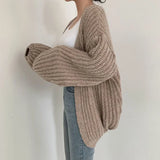 Vintage Harajuku Lantern Sleeve Women Cardigan Sweater Casual Korean Fall Streetwear Tops Coat Chic Lazy Wind Y2k Sweater 3