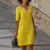 Vintage Mini Dress – Flattering V-Neck Summer Essential 0