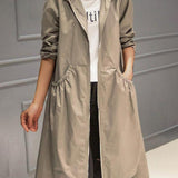 Waterproof Long Hooded Trench Coat for Autumn and Winter 0