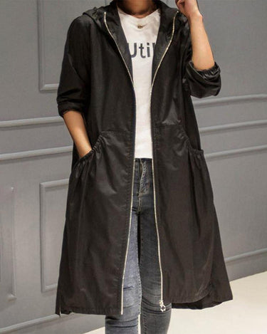 Waterproof Long Hooded Trench Coat for Autumn and Winter 3