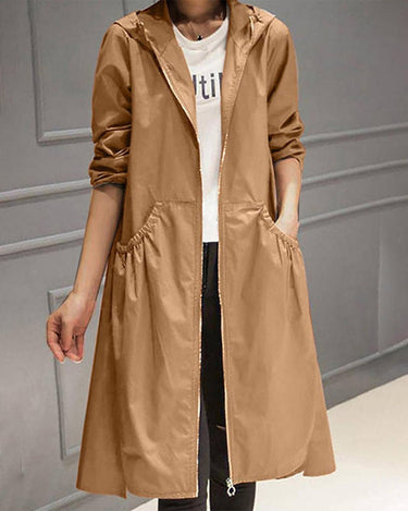 Waterproof Long Hooded Trench Coat for Autumn and Winter 5