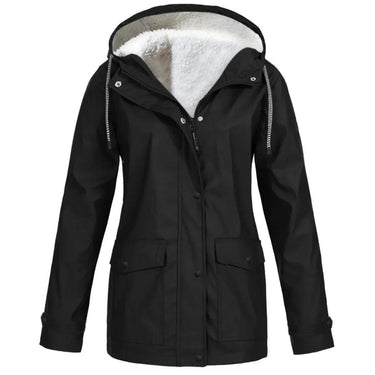 Waterproof Windproof Fleece-Lined Outdoor Jacket With Hood 0
