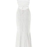 White Maxi Dress with Spaghetti Straps and Lace-Up Back – Elegant Long Dress for Summer Events 3