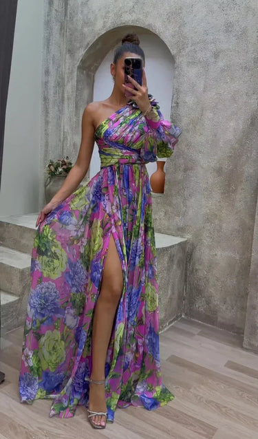Whitney | Elegant Flowy Shoulder Dress for Summer Events 0