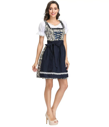 Women German Oktoberfest Beer Girl Costume Bavarian Dirndl Dress With Blouse Apron Costumes 2