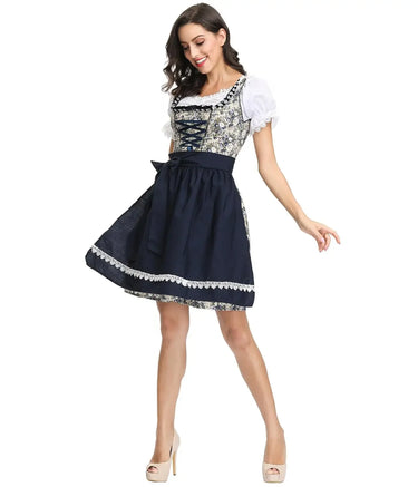 Women German Oktoberfest Beer Girl Costume Bavarian Dirndl Dress With Blouse Apron Costumes 4