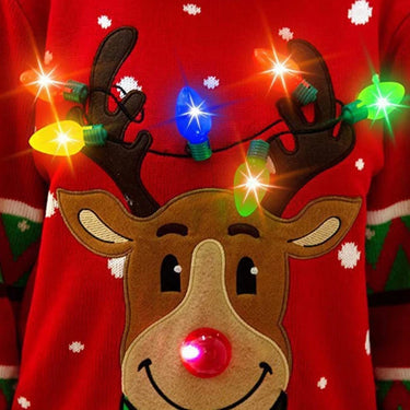 Women LED Light Up Holiday Sweater Christmas Cartoon Reindeer Knit Pullover Top 5