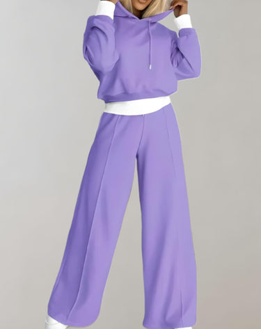 Women's 2-Piece Hoodie Tracksuit Set with Wide-Leg Trousers 1