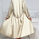 Women's 2-Piece Pyjama Set with Long Sleeve Robe and Slip Dress 2