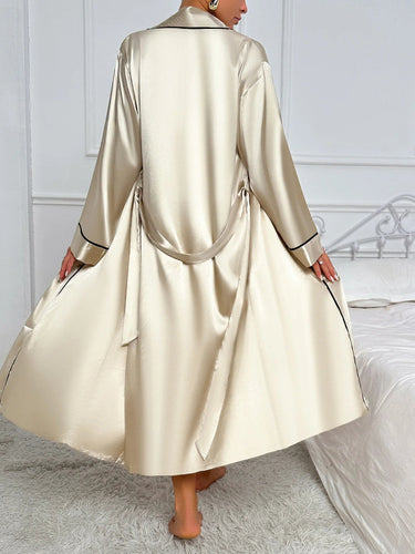 Women's 2-Piece Pyjama Set with Long Sleeve Robe and Slip Dress 2