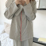 Women's 2-Piece Pyjama Set with Striped Button-Up Shirt and Trousers 3