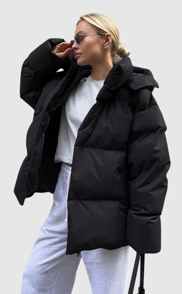 Women's Black Puffer Jacket - Stylish Winter Coat for Exceptional Warmth and Versatile Use 0