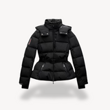 Women’s Black Puffer Jacket – Belted, Water-Resistant, Insulated 0
