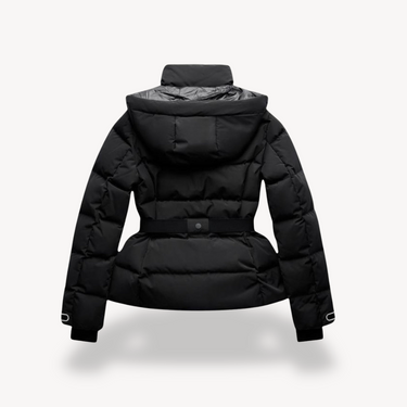 Women’s Black Puffer Jacket – Belted, Water-Resistant, Insulated 1
