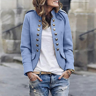 Women's Blazer With Stand-Up Collar And Button Placket 2