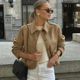 Women's Button-Down Suede Jacket 0