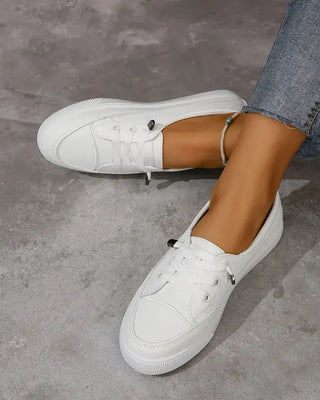 Women's Casual Round Toe Flat Shoes with Lace-Up Design 0