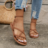 Women's Casual Strappy Roman Sandals with Zipper Back 4