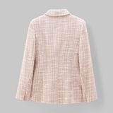 Women's Classic Double-Breasted Pink Tweed Blazer 1