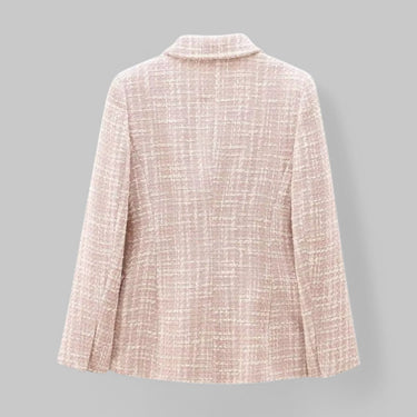 Women's Classic Double-Breasted Pink Tweed Blazer 1