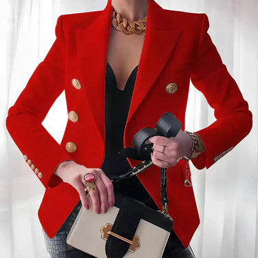 Women's Double-Breasted Black Blazer with Gold Buttons 2