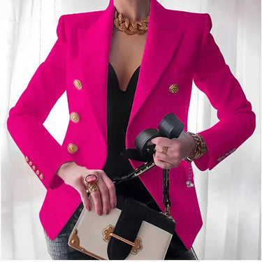 Women's Double-Breasted Black Blazer with Gold Buttons 5