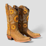 Women's Floral Embroidered Cowgirl Boots with Low Block Heel – Stylish Western Boots for Casual Wear 2