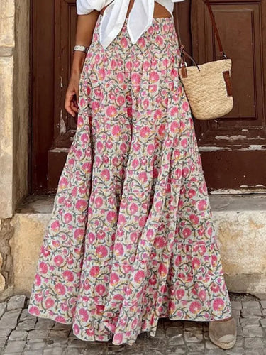 Women's Floral Print Boho Maxi Skirt 1