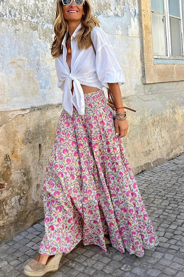 Women's Floral Print Boho Maxi Skirt 4