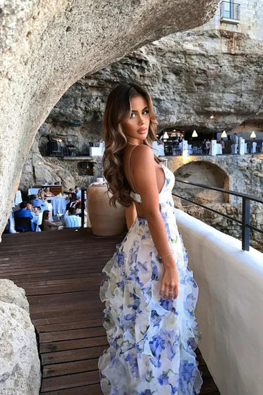 Women's Floral Summer Maxi Dress with Deep V-Neck and Sleeveless Design – Lightweight and Stylish for Warm Weather 1