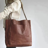 Women's Genuine Leather Handbag With Double Straps 2