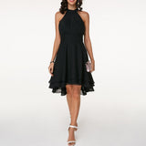 Women’s Halter Midi Dress – Flared Skirt with Ruffle Detailing 3