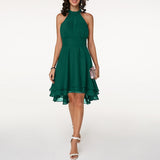 Women’s Halter Midi Dress – Flared Skirt with Ruffle Detailing 5