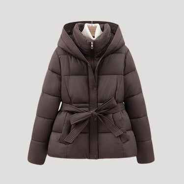 Women’s Hooded Puffer Jacket – Belted Winter Coat 4