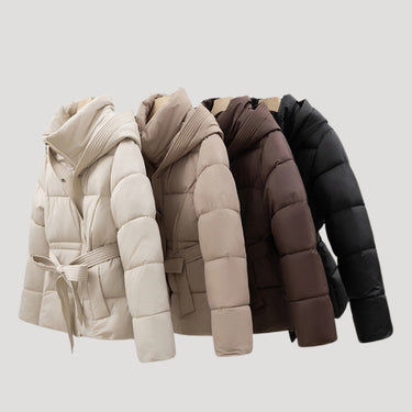 Women’s Hooded Puffer Jacket – Belted Winter Coat 7