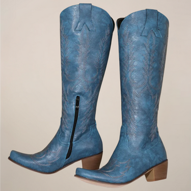 Women's Knee-High Cowgirl Boots with Embroidered Design and Block Heel – Stylish Western Footwear for Casual and Evening Wear 3