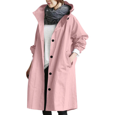 Women's Long Hooded Trench Coat – Lightweight Solid Color Casual Coat for Everyday Wear 0