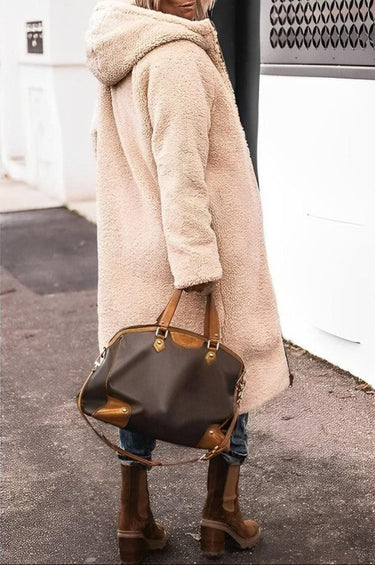 Women's Long Reversible Winter Coat With Hood And Teddy Lining 7