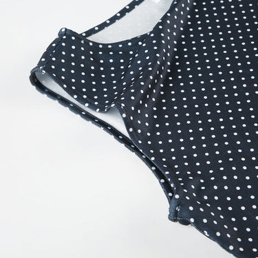 Women's Sleeveless Polka Dot Mini Dress with Fitted Waist 3