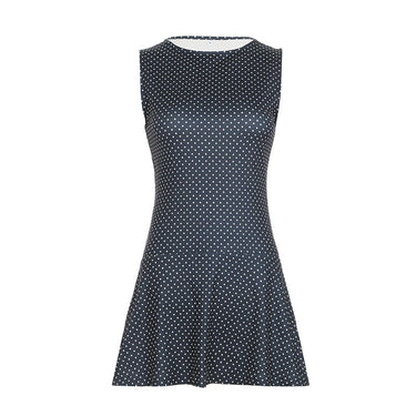 Women's Sleeveless Polka Dot Mini Dress with Fitted Waist 7