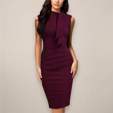Women’s Sleeveless Sheath Midi Dress – V-Neck Wrap Style for Work and Events 0