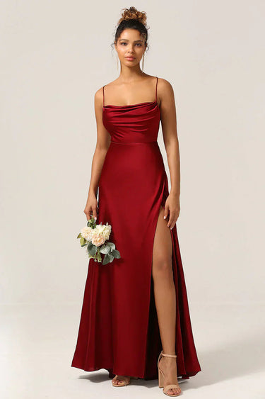 Women's Spaghetti Strap Evening Maxi Dress with High Slit 6