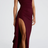 Women's Strapless Dress with Thigh-High Slit 2