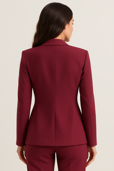 Women’s Tailored Blazer – Single-Breasted – Slim Fit – Wine Red 2