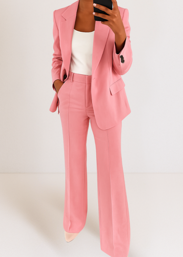 Women's Tailored Two-Piece Pantsuit Set with Blazer and Trousers 6