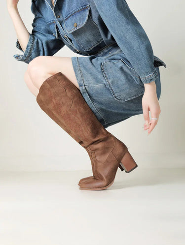 Women's Western Cowboy Boots with Comfortable Design and Stitch Detail for Everyday Wear 1